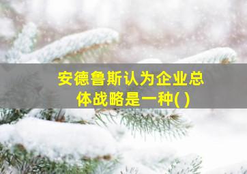 安德鲁斯认为企业总体战略是一种( )